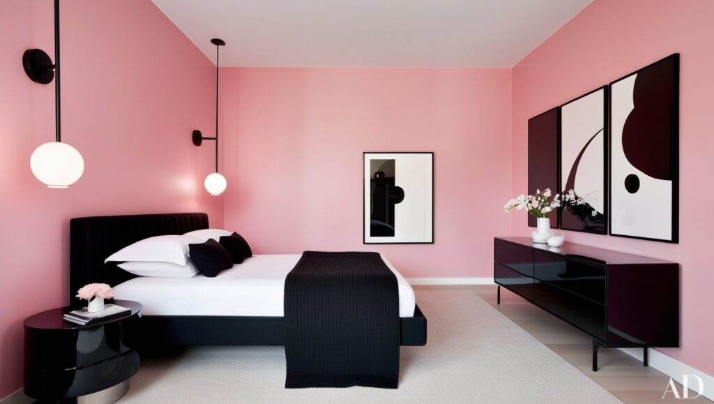 Chambre Rose et Noir pour un Look Moderne