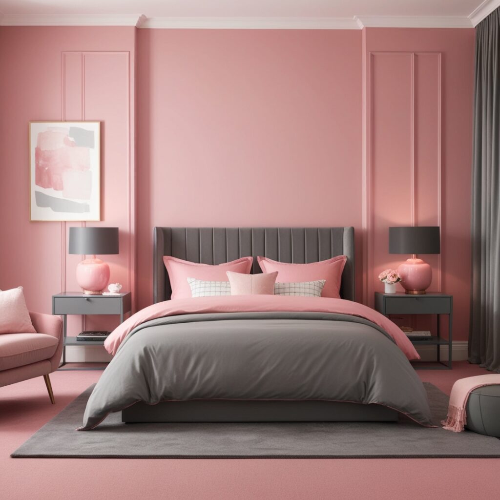 Chambre d’Adulte en Rose et Gris