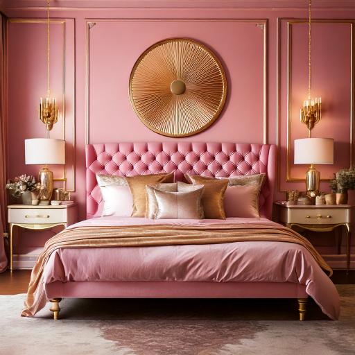 Chambre Rose et Doré pour une Ambiance 