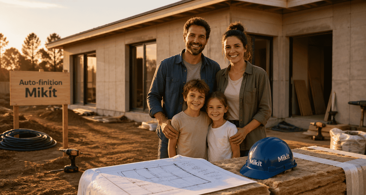 maison mikit avis famille devant maison en chantier