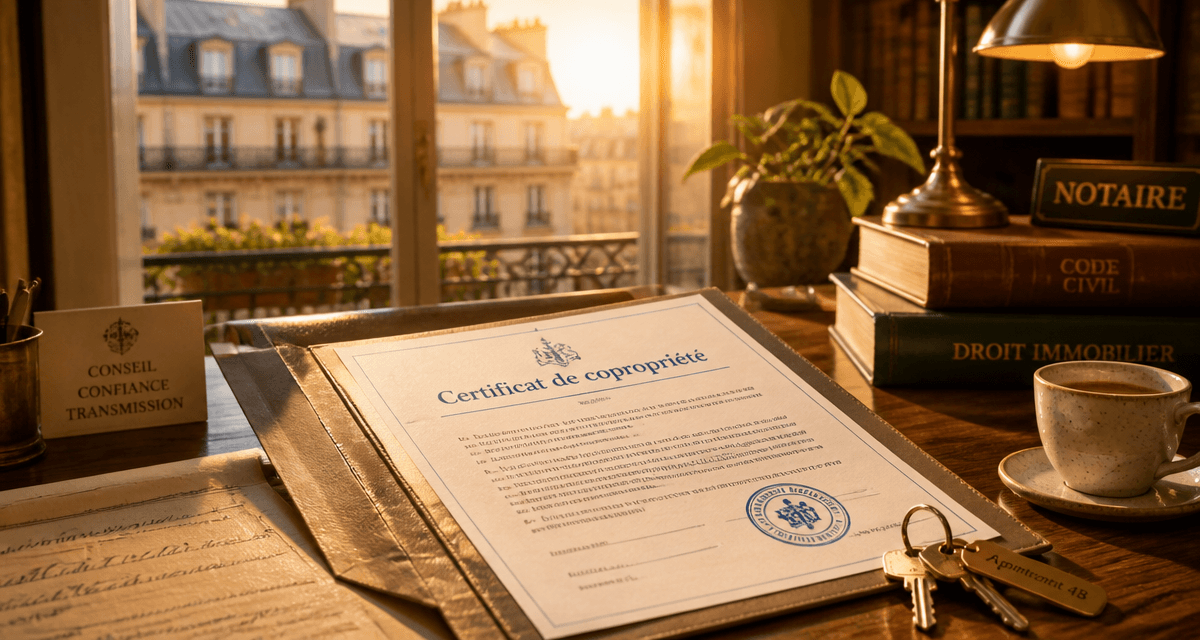 certificat de copropriété document clés appartement