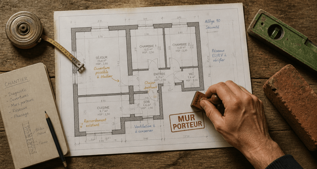 comment reconnaitre un mur porteur plan architecte outils