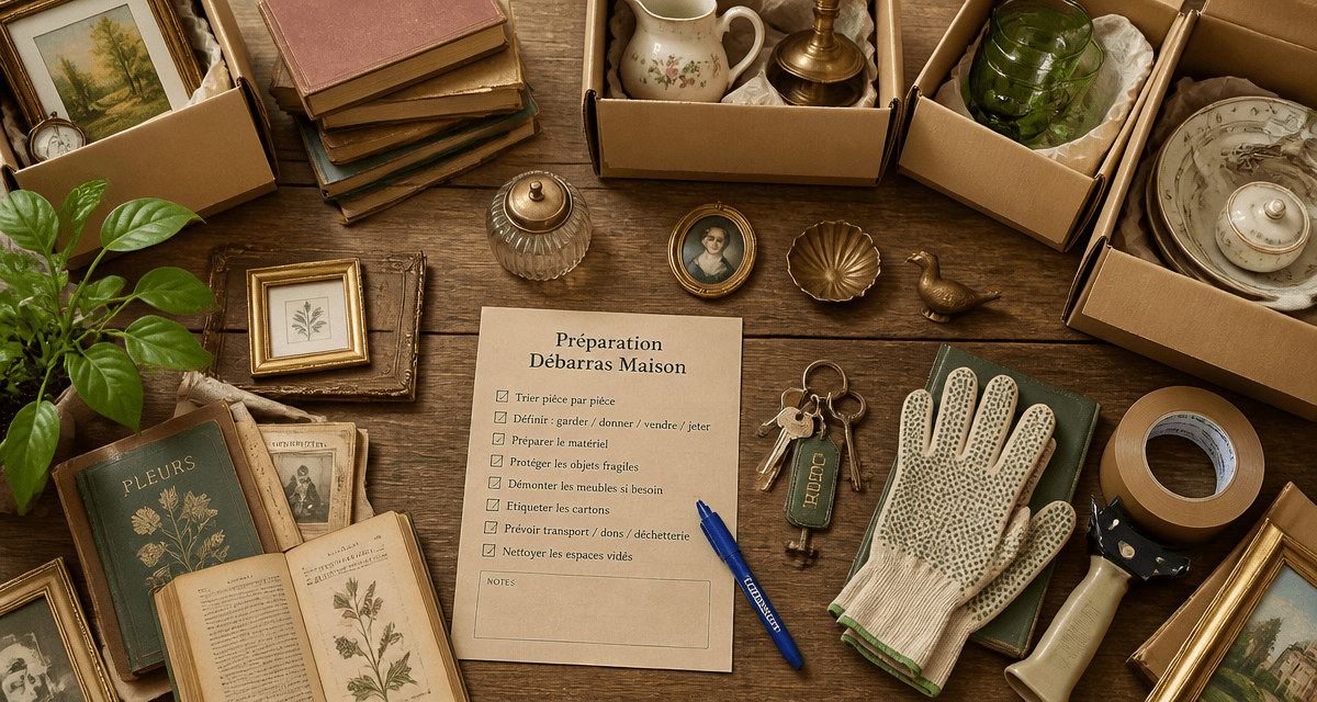 debarras maison cartons livres checklist