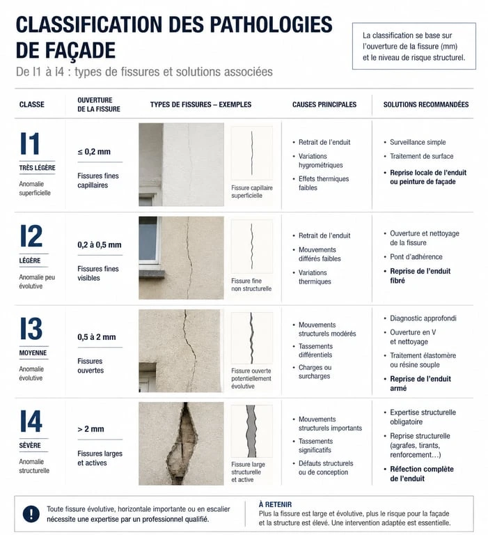 Classification des pathologies de façade de I1 à I4 pour un ravalement 92