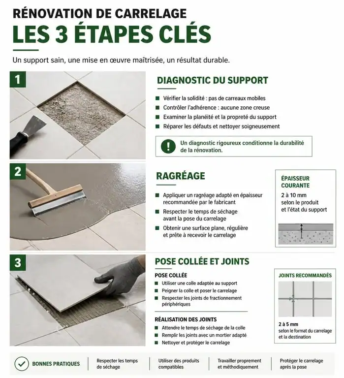 Étapes clés pour réussir sa rénovation de carrelage avec Dalais-carreleur