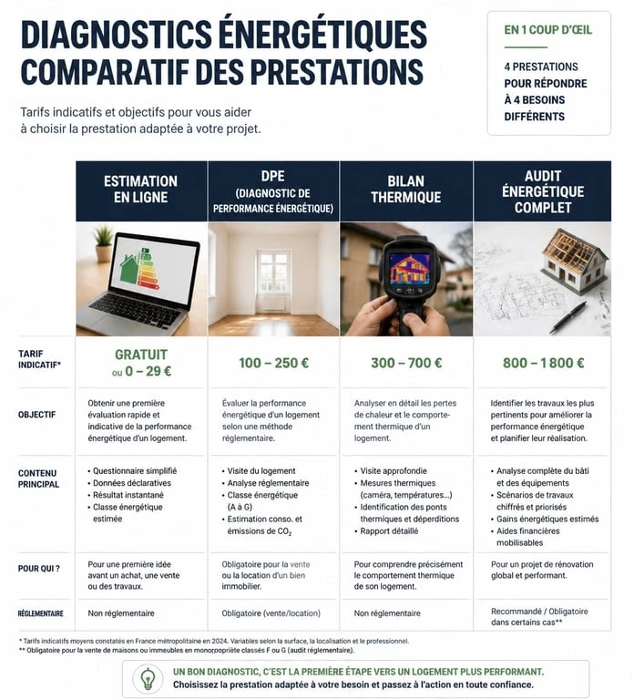 Comparatif des prix et types de diagnostic énergétique pour votre logement