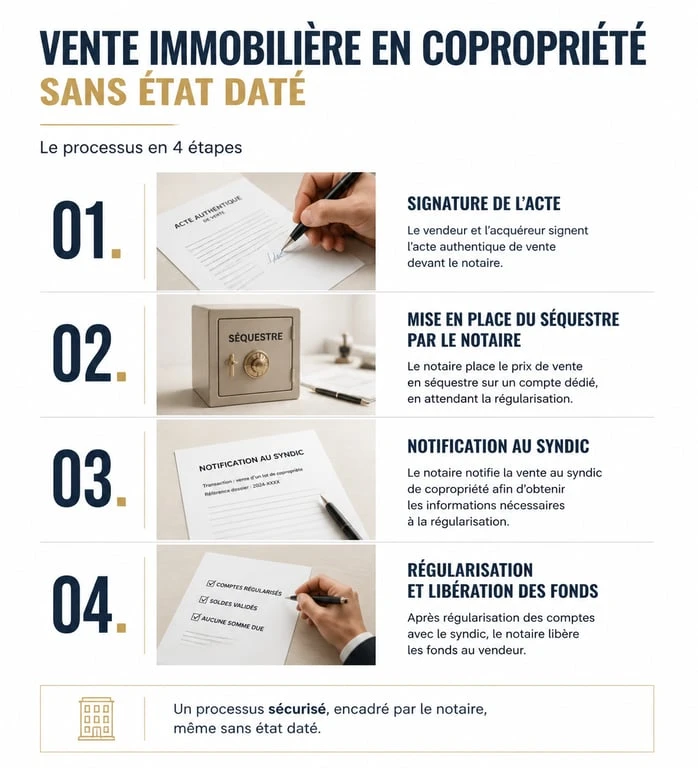 Processus de vente immobilière sans état daté avec séquestre notarié