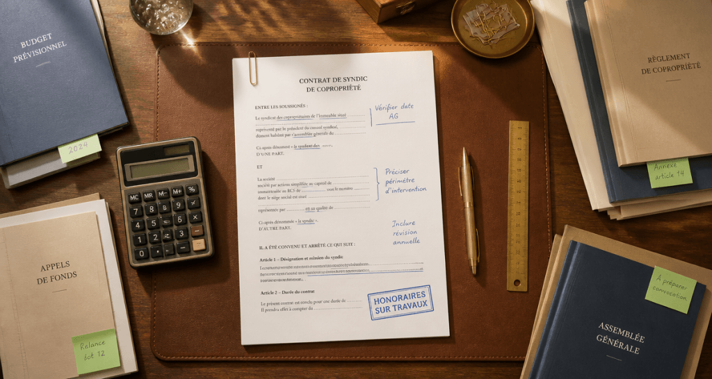 honoraires syndic sur travaux contrat bureau