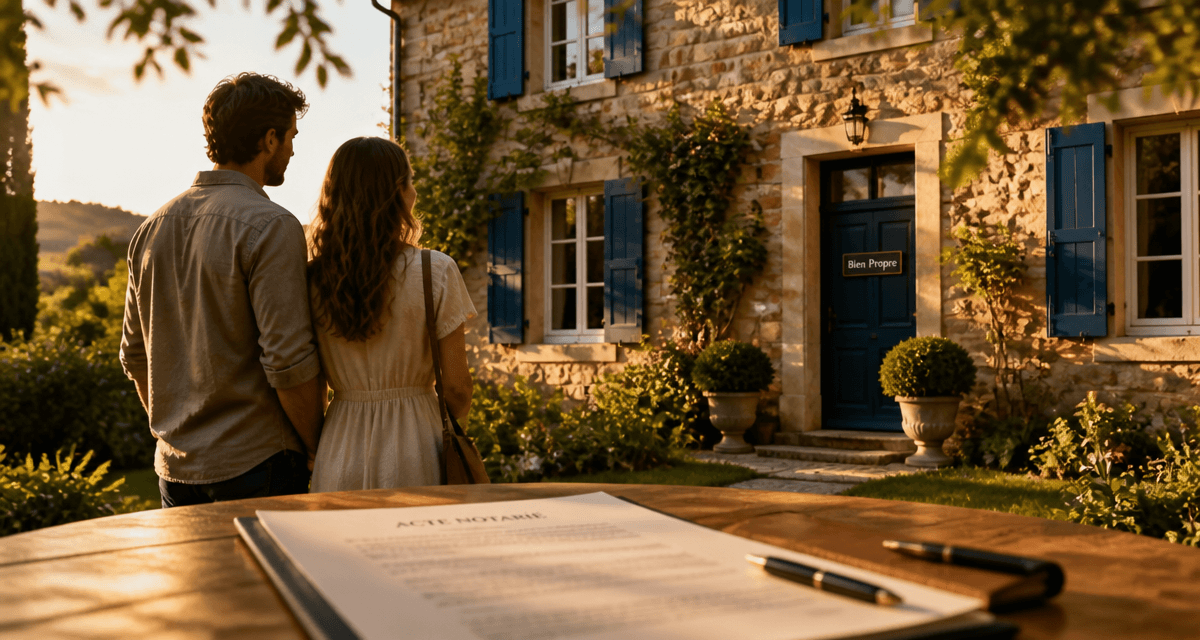 maison achetée avant mariage sans contrat couple devant maison acte notarié