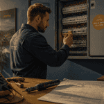 Technicien mise en service d'une installation électrique moderne