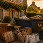 prix location benne pour vider maison devant maison en pierre