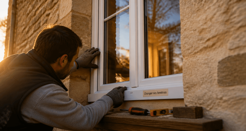 prix remplacement fenetre artisan pose PVC façade pierre
