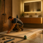 Renover une salle de bain contemporaine avec artisan et matériaux