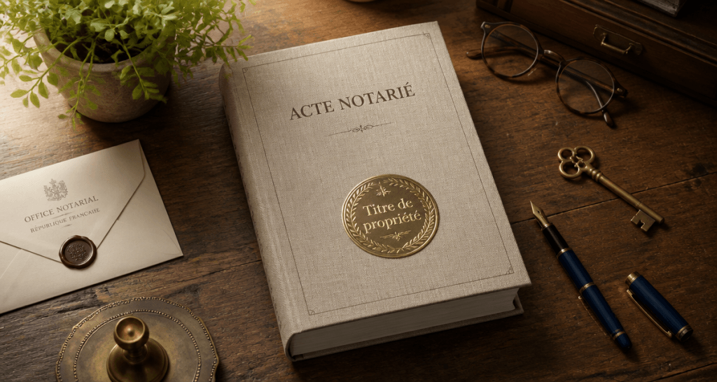 titre de propriété maison sur bureau