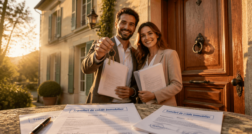 transfert de crédit immobilier couple devant maison