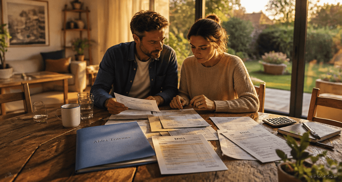 Travaux maison impots couple examine devis