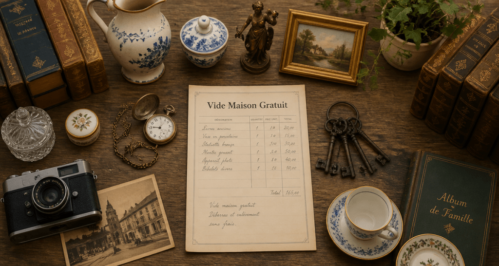 vide maison gratuit objets anciens sur table