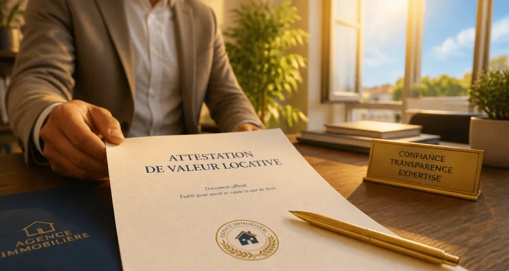 attestation de valeur locative posée sur bureau