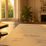 compromis de vente sans emprunt manuscrit avec clés et stylo