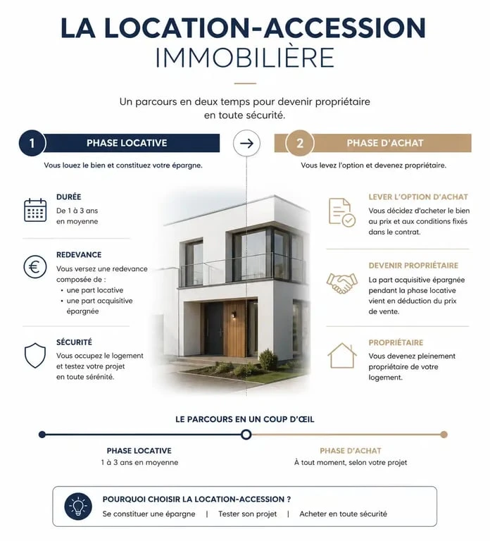 Schéma explicatif du processus de vente locative et location-accession pour devenir propriétaire