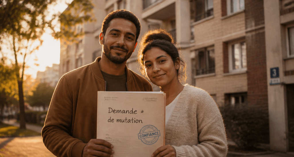 Mutation logement même bailleur devant HLM, dossier en main