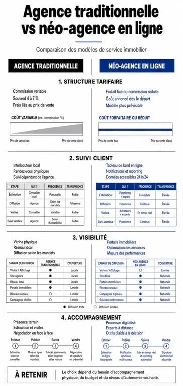 Comparatif entre agence immobilière traditionnelle et meilleure agence immobilière en ligne