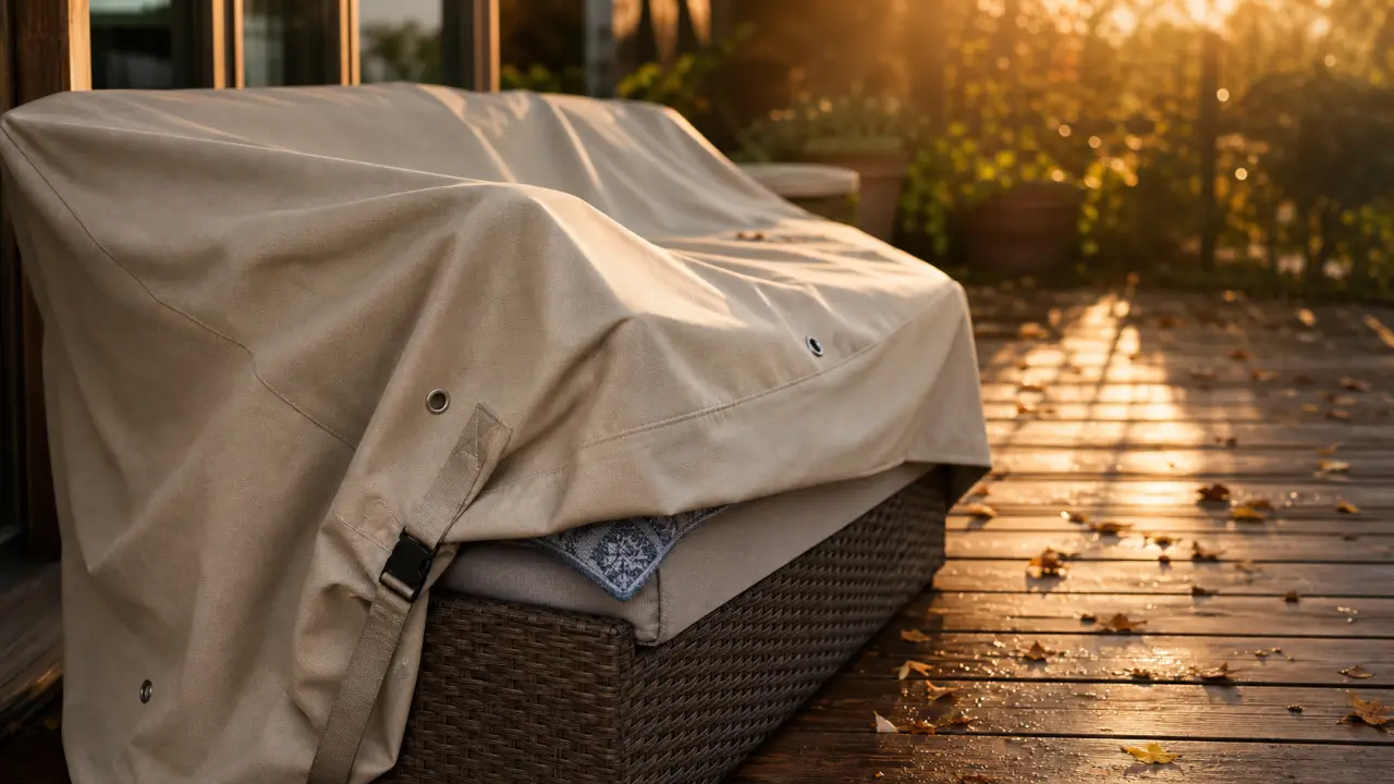 Housse pour mobilier de jardin étanche et respirante sur salon extérieur