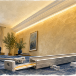 LED pour corniche : ruban COB 24V dans moulure, lumière indirecte