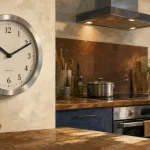 Pendule pour cuisine en acier brossé, lisible et décorative