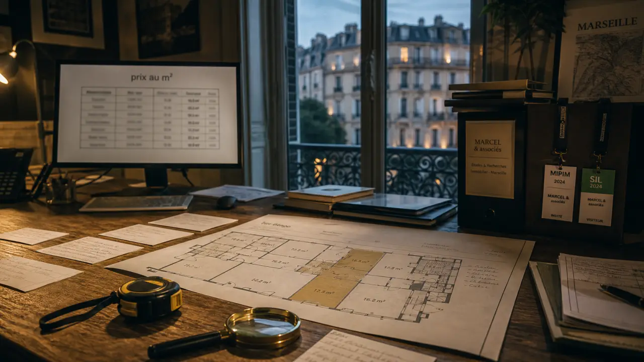 Achat bureaux Marseille : tableau prix au m² et plan de surface en bureau