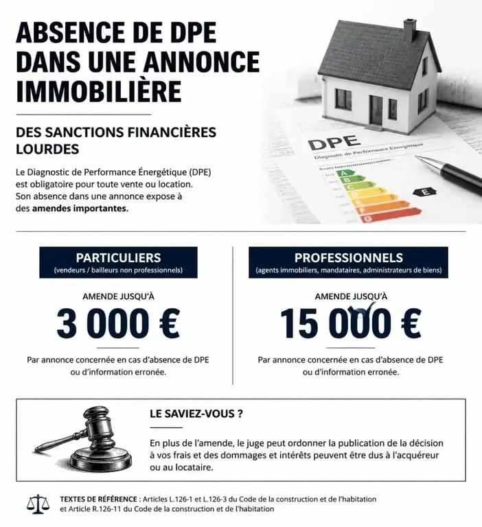 Infographie des sanctions pour annonce sans dpe interdit