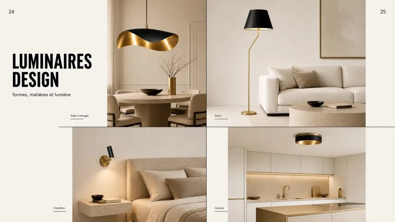 Luminaire design : suspension, lampadaire, applique et plafonnier dans des intérieurs contemporains