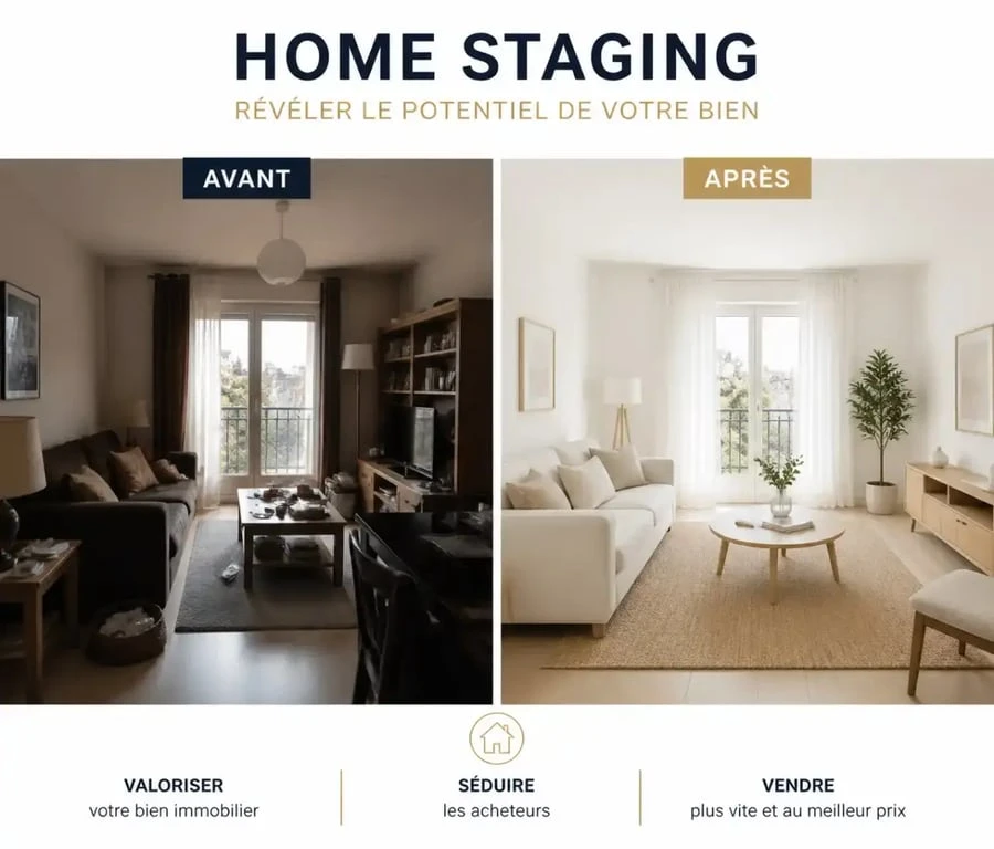 Exemple de transformation par le home staging pour les élèves de la formation Decoscope