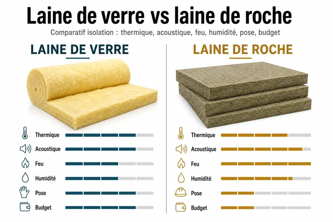 Laine de roche et laine de verre : comparaison visuelle des performances et des usages
