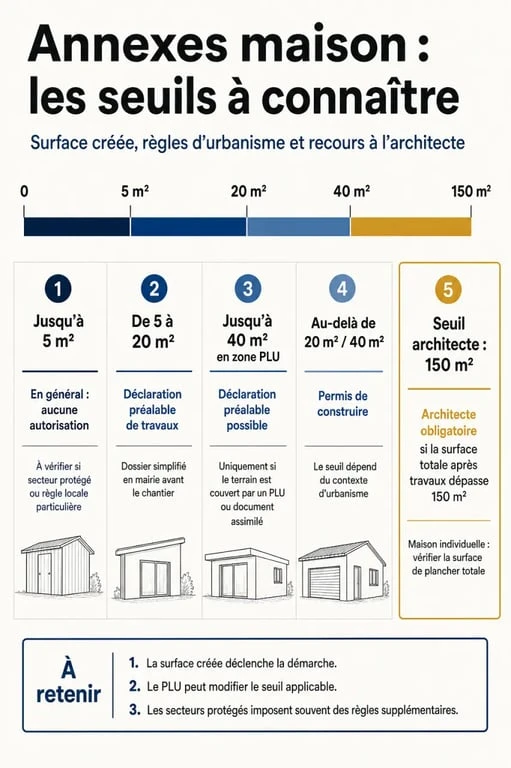 Annexes maison : seuils de surface et démarches d’autorisation