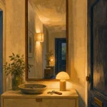 Miroir entrée dans un couloir étroit : profondeur et style
