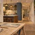 Aménagement intérieur Orléans Pithiviers : cuisine sur mesure et couloir ouvert