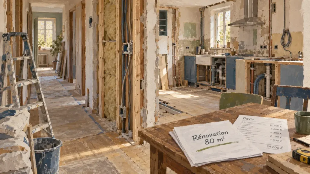 Coût de rénovation d’une maison de 80 m² : le budget double quand les réseaux sont à refaire