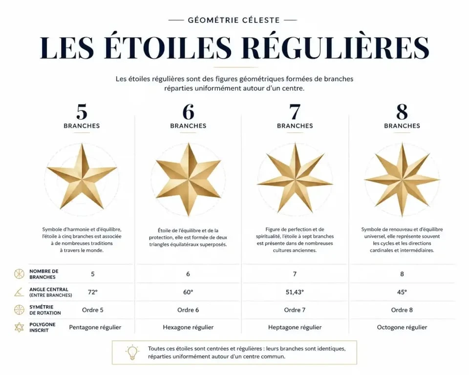 Infographie des significations spirituelles des étoiles selon le nombre de branches