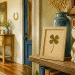 Porte bonheur maison : trèfle à quatre feuilles et fer à cheval
