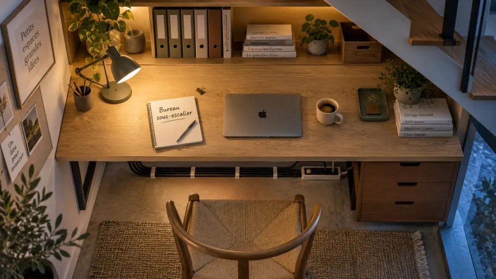 Bureau sous escalier : 50 à 60 cm de profondeur pour un poste vraiment confortable