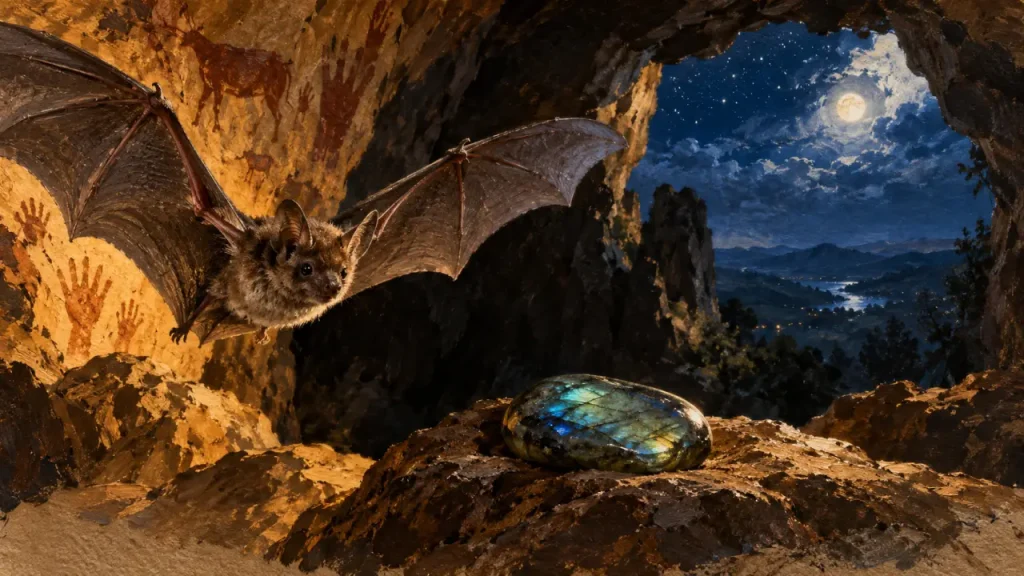 La chauve-souris symbolise la transformation, l’intuition et le renouveau intérieur